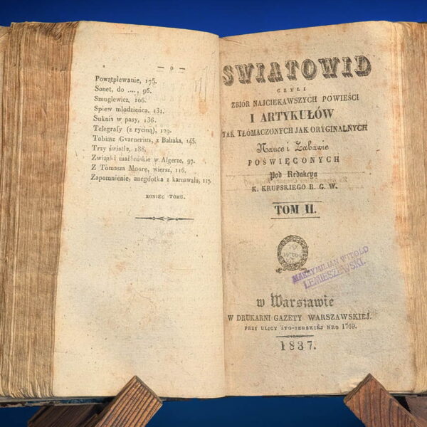 SWIATOWID rocznik 1837 - 3 tomy półskórek