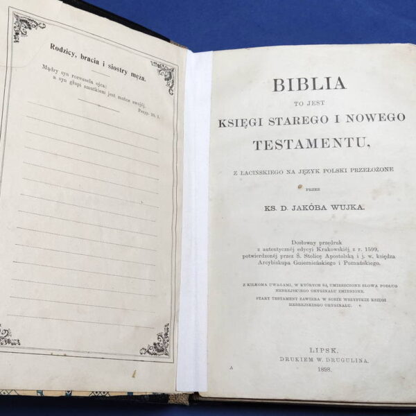 BIBLIA Wujka - Stary i Nowy Testament 1898