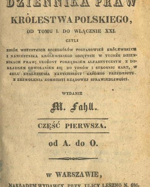 Skorowidz Dziennika Praw Królestwa Polskiego 1839
