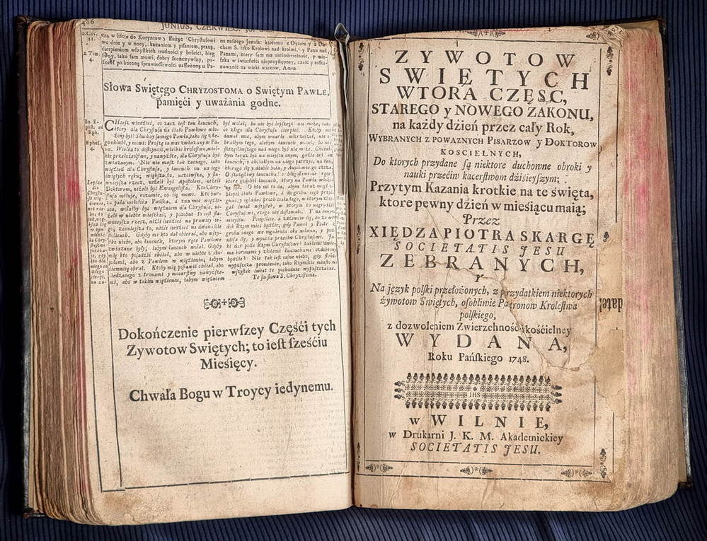 1748 SKARGA - Żywoty Świętych Starego y Nowego Zakonu - Wilno