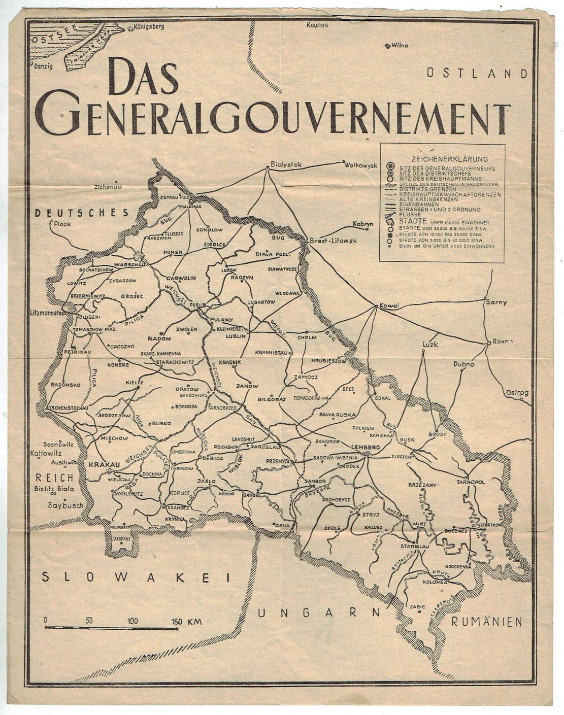Mapa Generalnego Gubernatorstwa Das Generalgouvernement 1941