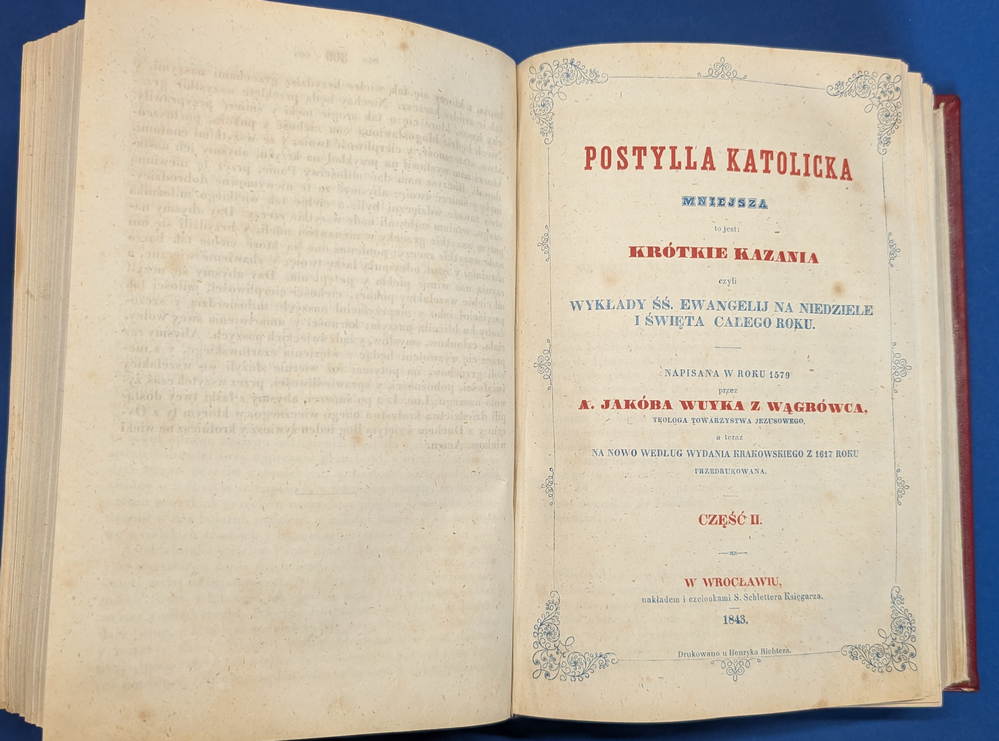 J. WUJEK Postylla katolicka mniejsza. T. 1-4. WROCŁAW 1843