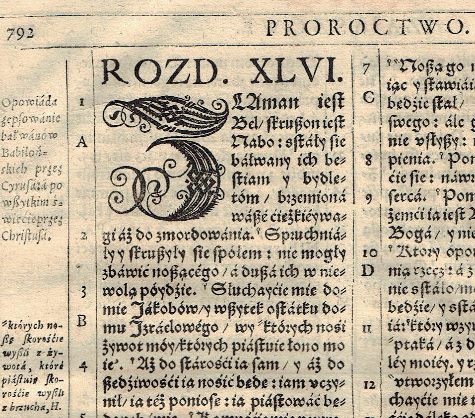 1599 Biblia Wujka, Bożka trzeba nieść, Bóg niesie sam – Izajasz 45–47