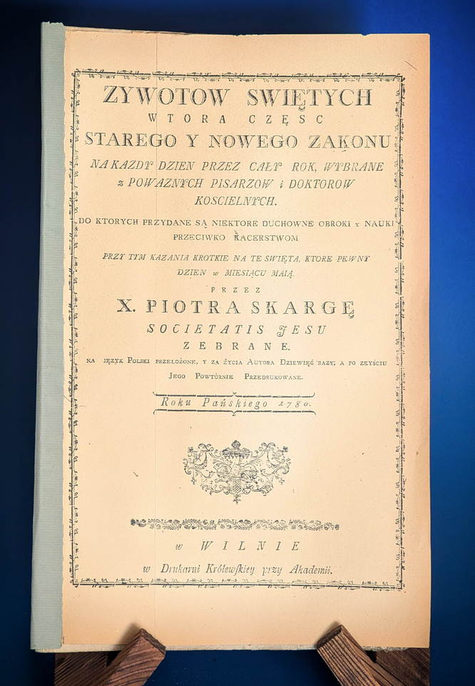 P. SKARGA - Żywoty świętych.. przez cały rok.. Wilno  1780  (listopad)
