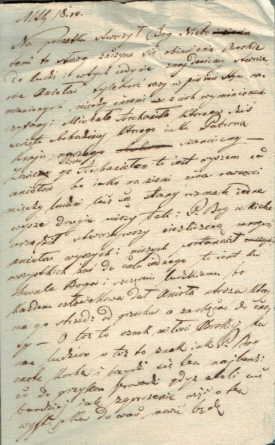 Rękopiśmienne kazanie na św. Michała Archanioła, ok. 1810 r. — brulion kaznodziei z czasów Księstwa Warszawskiego