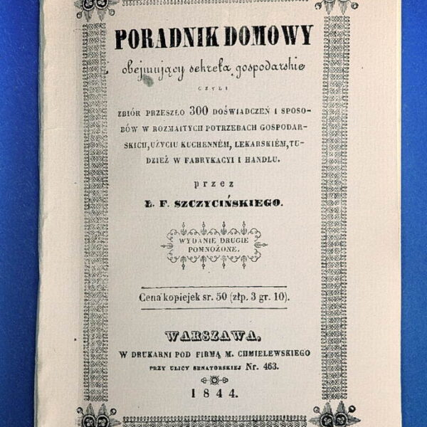 Szczyciński, Poradnik Domowy, Warszawa 1844 (fragm)