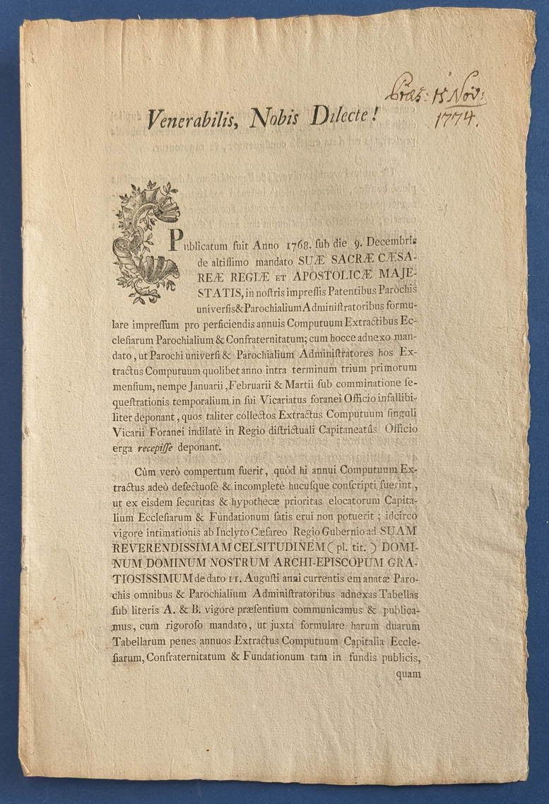Venerabilis, Nobis Dilecte! – okólnik arcybiskupi z 9 X 1774